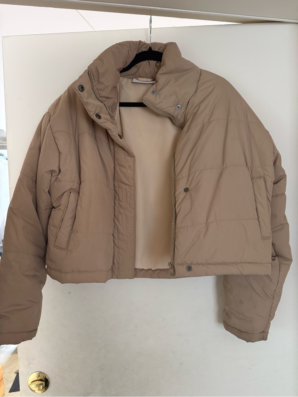 The Fifth Label cropped Puffer Jacket in Taupe